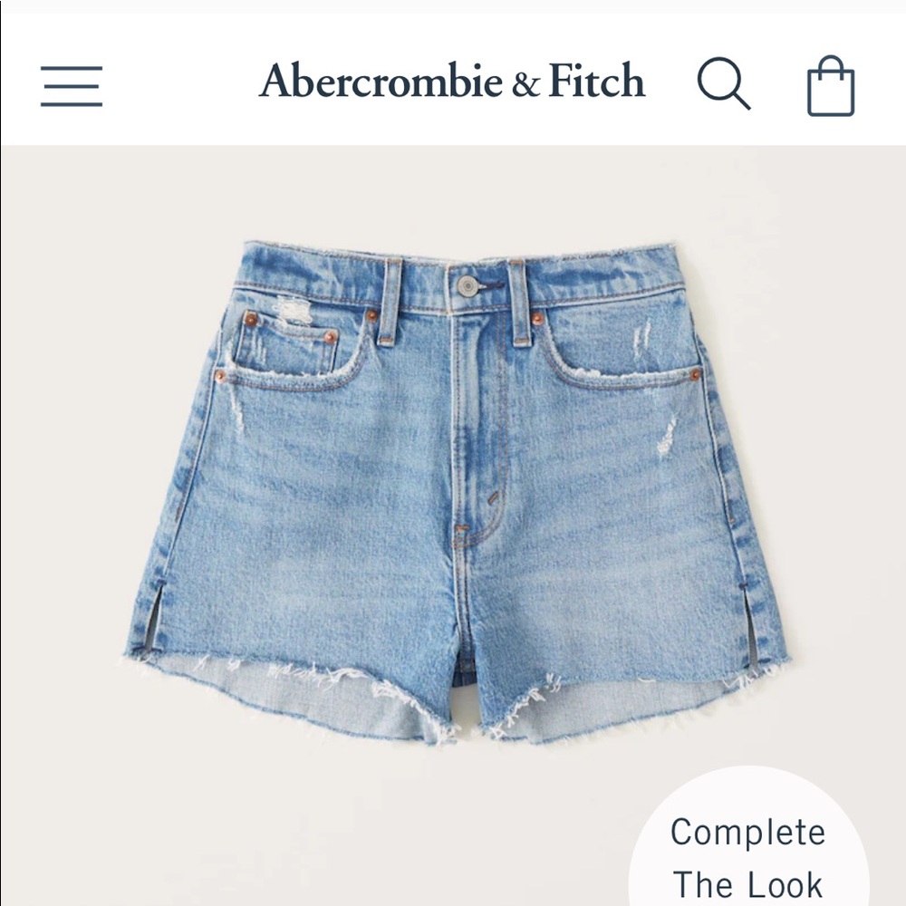 Abercrombie The Mom Short High Rise Denim Cutoff Shorts